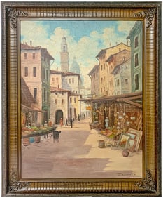 Antique European Oil on Canvas Painting, signed