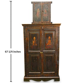 Antique Indian Carved Wood Cabinet