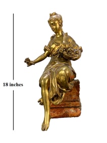 Antique French Gilt Bronze & Marble Sculpture
