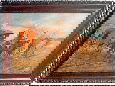 Antique European Oil on Board Painting, signed