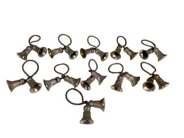 Lot of 11 Pewter Tassel Christmas Napkin Rings