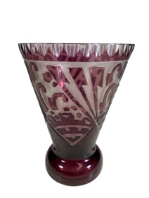 Vintage Purple Cut to Clear Crystal Vase