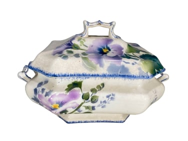 Antique Longwy, France Porcelain Turren
