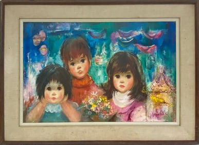 Signed Michele Oil on Board Painting