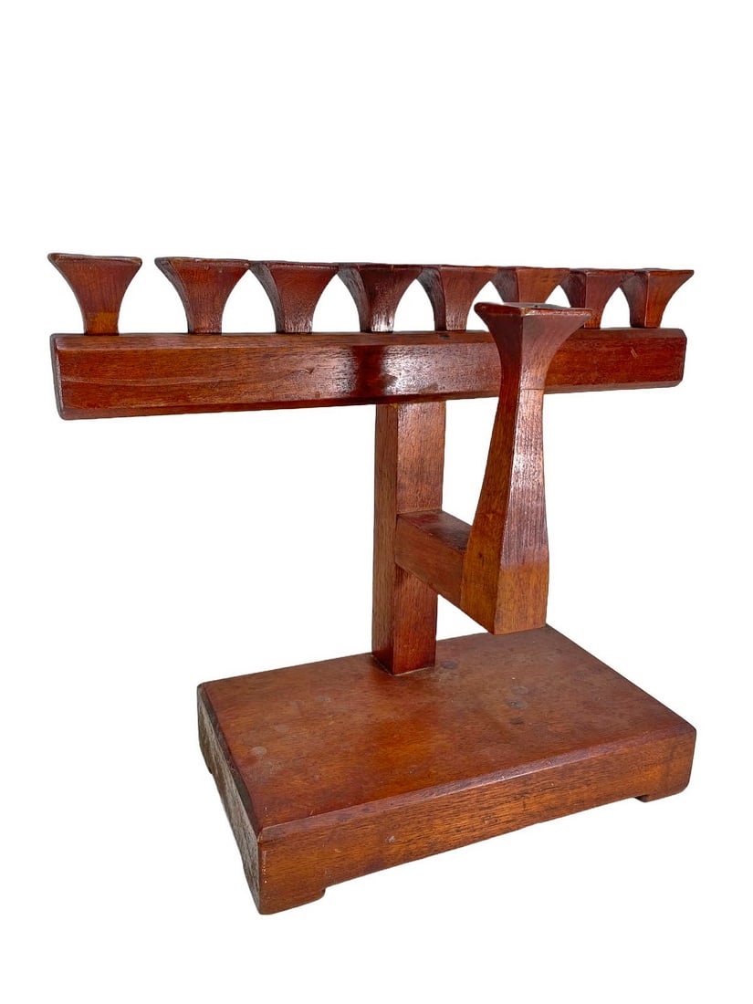 Vintage Menorah Woodcraft 8 Candles Holder (1 of 5)