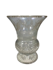 Vintage Etched Clear Crystal Vase