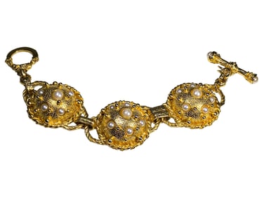 Vintage Goldplate & Faux Pearls Bracelet