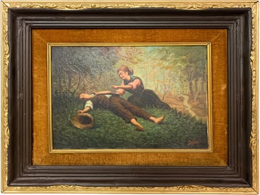 Antique European Oil on Canvas Painting, signed
