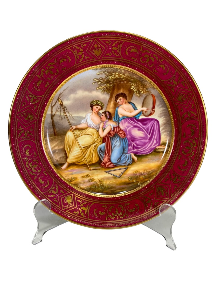 Royal Vienna Antique Porcelain Plate marked TK (1 of 6)