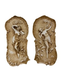 Probably German Pair of Porcelain Wall Plaques