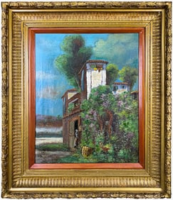 Antique European Oil on Canvas Painting