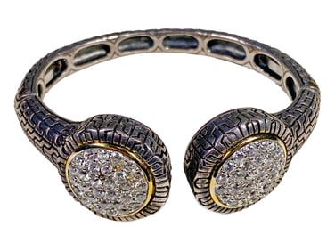 Vintage Sterling 925 & Glass Bangle Bracelet