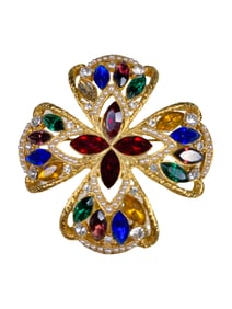 Vintage Goldplate & Glass Brooche