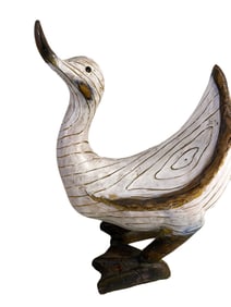 Asian Rare Carved Wood Duck Sculpture