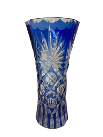 Vintage Blue Cut to Clear Crystal Vase