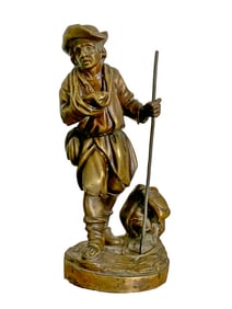 French School Man Hurt Bronze Sculpture