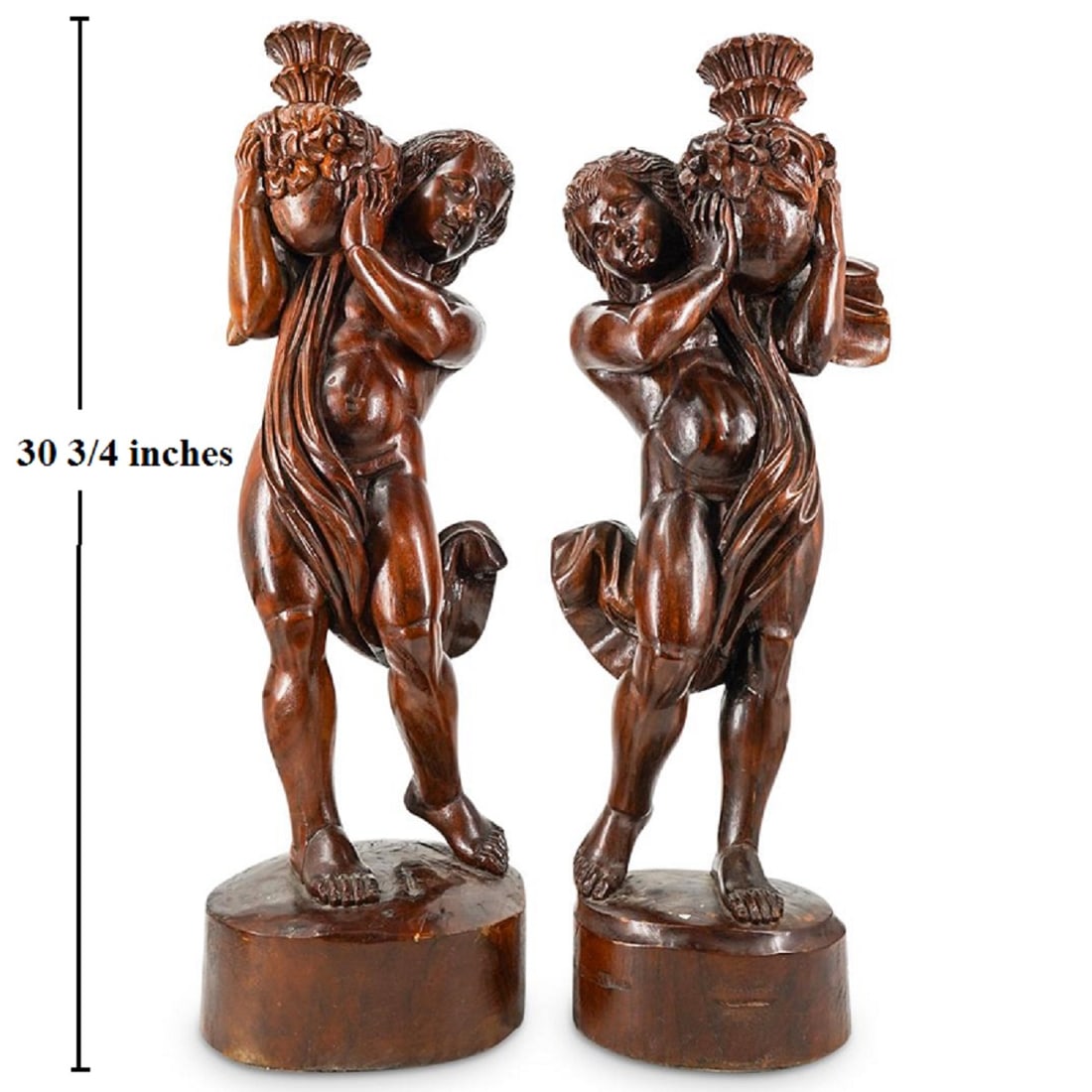 Pair of European Carved Wood Lanterns Sculptures (1 of 8)
