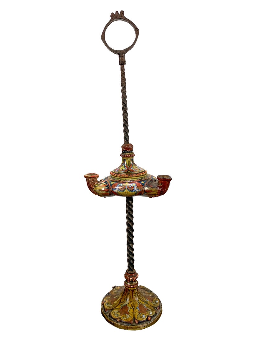 Probably by Paolo RUBBOLI Ceramic Oil Lamp: Probably by Paolo RUBBOLI Ceramic Oil Lamp. 26 3/4 x 7 1/2 in.Local Pick up call one day before to make an appointment. TO SHIP THIS ITEM IN USA OR INTERNATIONAL, PLEASE CONTACT THE SHIPPERS : 1) UPS