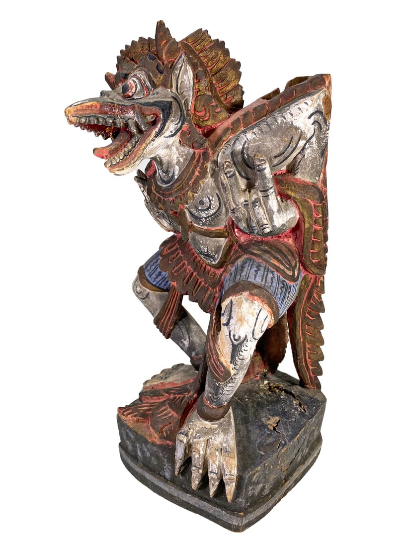 Old Asian Painted Wood Sculpture (1 of 6)