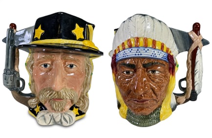 Royal Doulton Double Face George A Custer & Sitting Bull jug