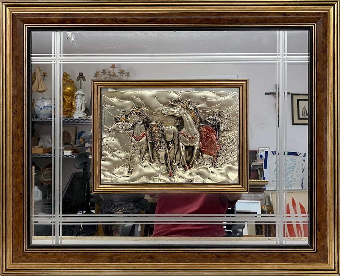 Italian Fiorentina High Relief Horses Silverplated Art Work (1 of 2)