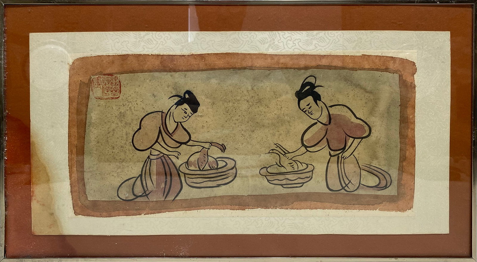 Chinese Wei & Jin Drawing, signed: Chinese Wei & Jin Drawing, signed. 10 3/4 x 19 3/4 in framed.Local Pick up call one day before to make an appointment. TO SHIP THIS ITEM IN USA OR INTERNATIONAL, PLEASE CONTACT THE SHIPPERS : 1) UPS s
