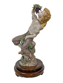 Vintage Boy Eating Grapes Porcelain Statue