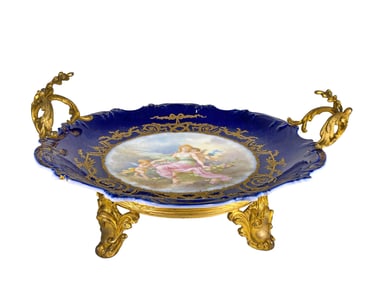 Antique French Sevres Bronze & Porcelain Tray