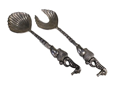 2 Godinger Sea Horses Silverplated Spoons