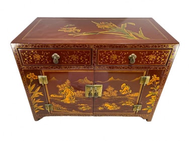 Antique Chinese Lacquer & Gold Small cabinet