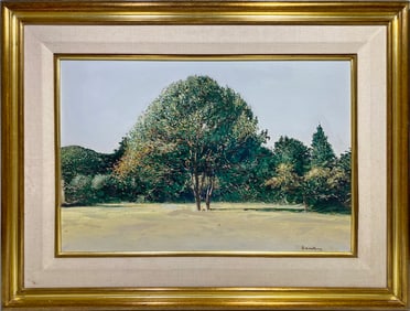Signed Enneking Oil on Board Landscape Painting