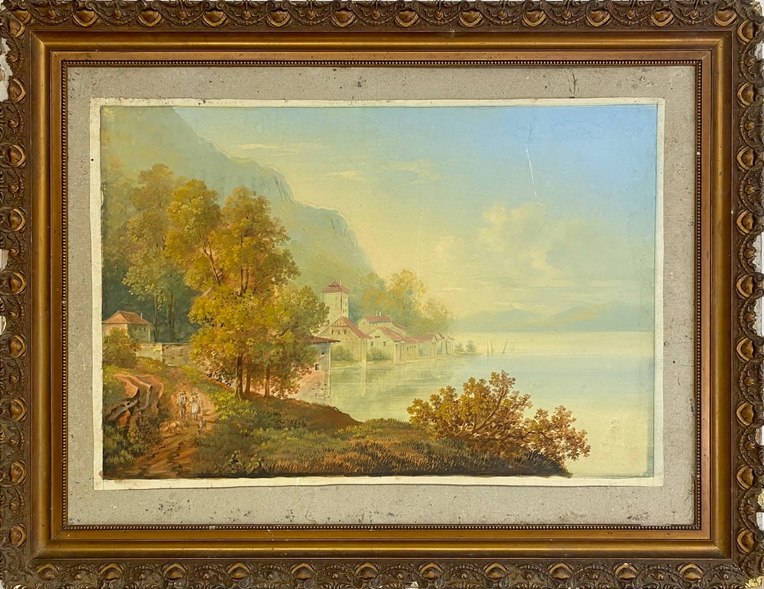 Carl Martin LAEISZ (1803-1864) German Watercolor: Carl Martin LAEISZ (1803-1864) German Watercolor. 37 1/2 x 48 in framed. 25 x 36 1/4 in unframed.Local Pick up call one day before to make an appointment. TO SHIP THIS ITEM IN USA OR INTERNATIONAL, PL