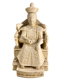 Vintage Carved Resin Emperor on Throne Figure