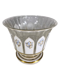 Moser Style White & Clear Crystal Vase