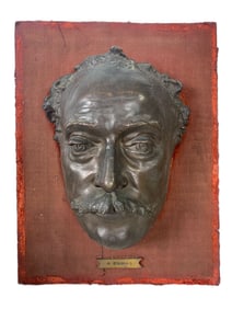 Alexandre Dumas Face Bronze Sculpture on a Wood Plaque
