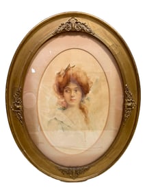Antique European Watercolor Painting, signed