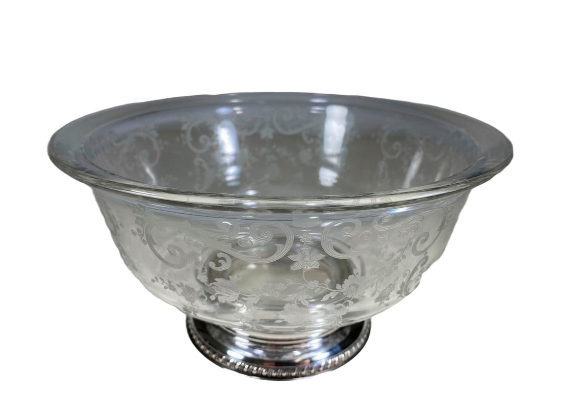 Sheffield Silver Co Sterling & Etched Glass Bowl (1 of 7)
