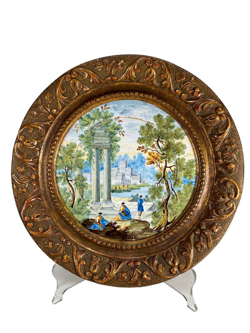 Antique Hand Painted & Framed Porcelain Plate (1 of 4)