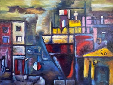 After Torres Garcia Oil on Canvas Painting