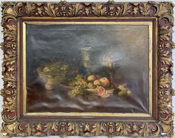 Signed J. BENOIST Oil on Canvas Still Life Painting