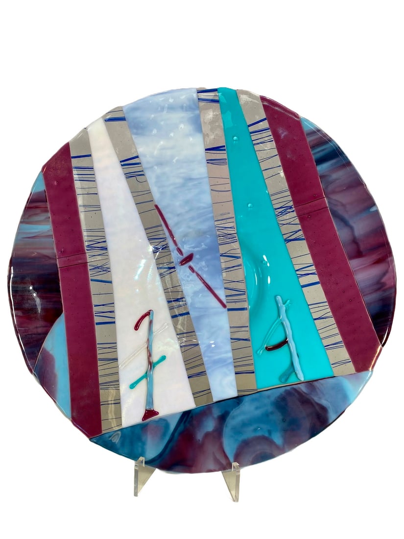 Mid Century Large Murano Glass Plate, signed (1 of 3)