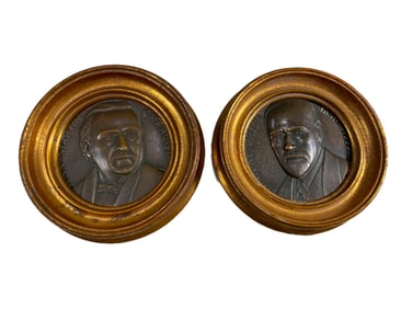 Jean Martin Charcot & Sigmun Freud Miniature Bronze Plaques