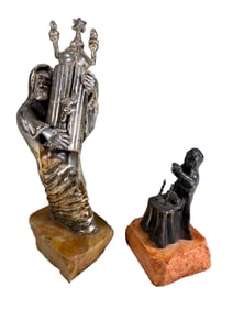 2 Jewish Sterling 925 & Marble Statues