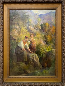 Antique  European Oil on Canvas, signed