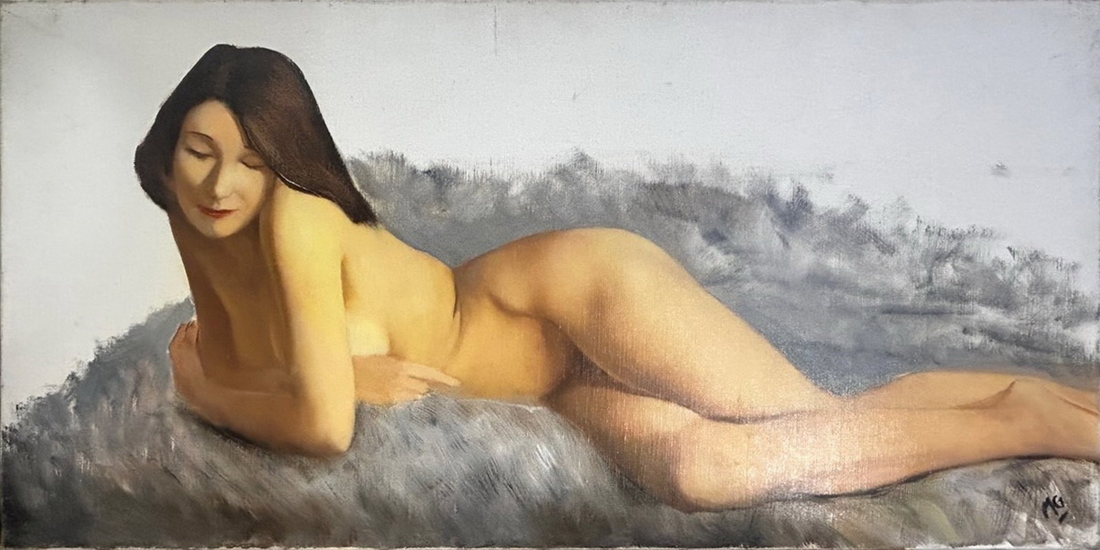 Marc Olivier GREGOIRE (1897-1991) French Nude Oil on canvas: Marc Olivier GREGOIRE (1897-1991) French Nude Oil on canvas. 39 1/2 x 20 in.Local Pick up call one day before to make an appointment. TO SHIP THIS ITEM IN USA OR INTERNATIONAL, PLEASE CONTACT THE SHIP