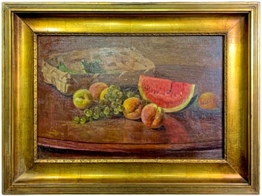 European Still Life Oil on Canvas Painting, signed