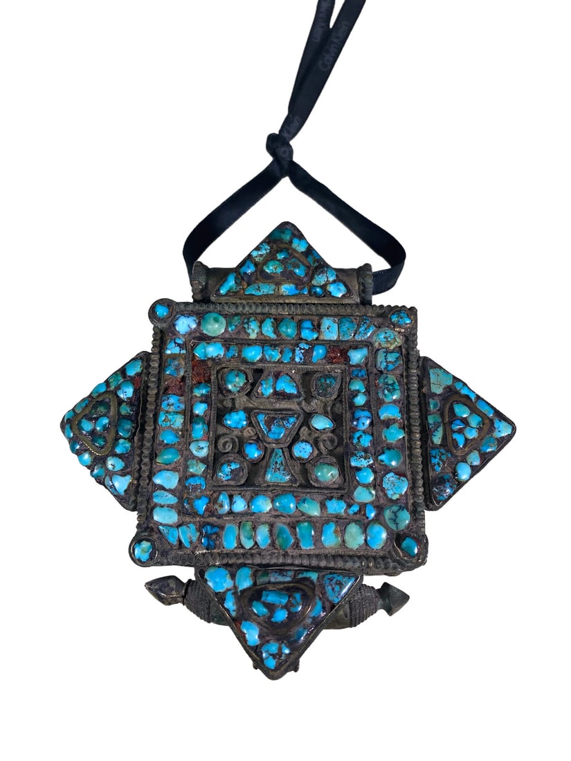 Tibetan Metal & Turquoise Ghau Box Amulets (1 of 6)
