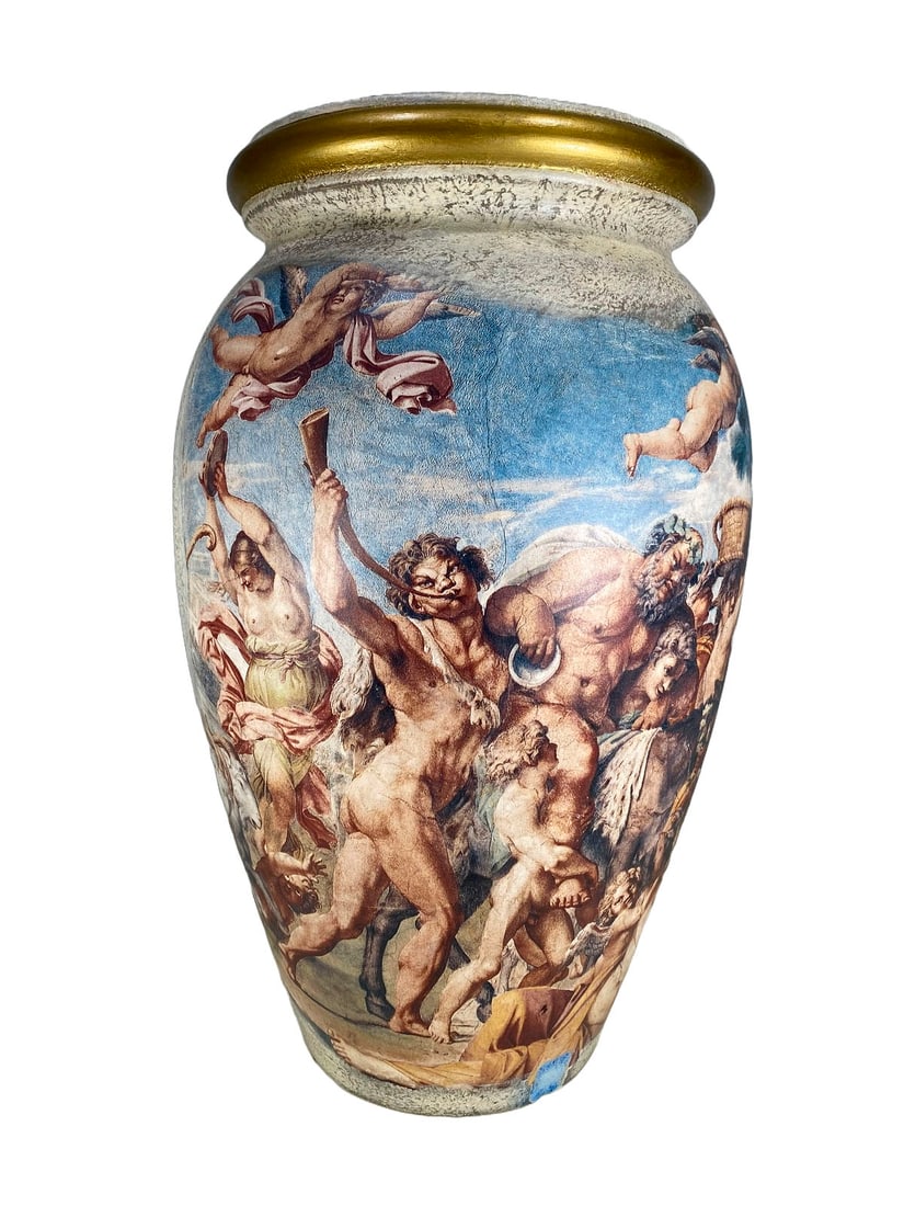 Italian Triumph of Bacchus & Ariadne Ceramic Vase (1 of 10)