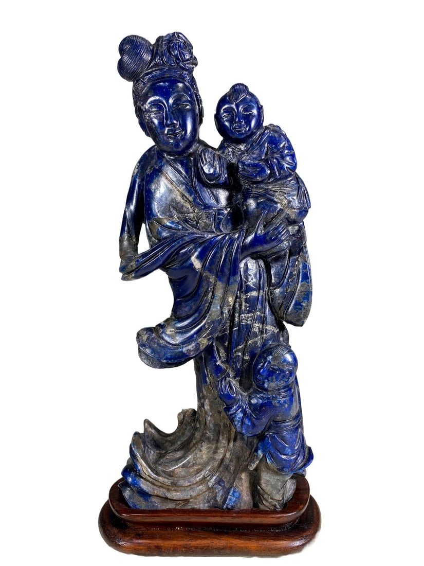 Antique Chinese Lapislazuli Statue: Antique Chinese Lapislazuli Statue. 9 x 4 1/8 x 2 in including base.Local Pick up call one day before to make an appointment. TO SHIP THIS ITEM IN USA OR INTERNATIONAL, PLEASE CONTACT THE SHIPPERS : 1