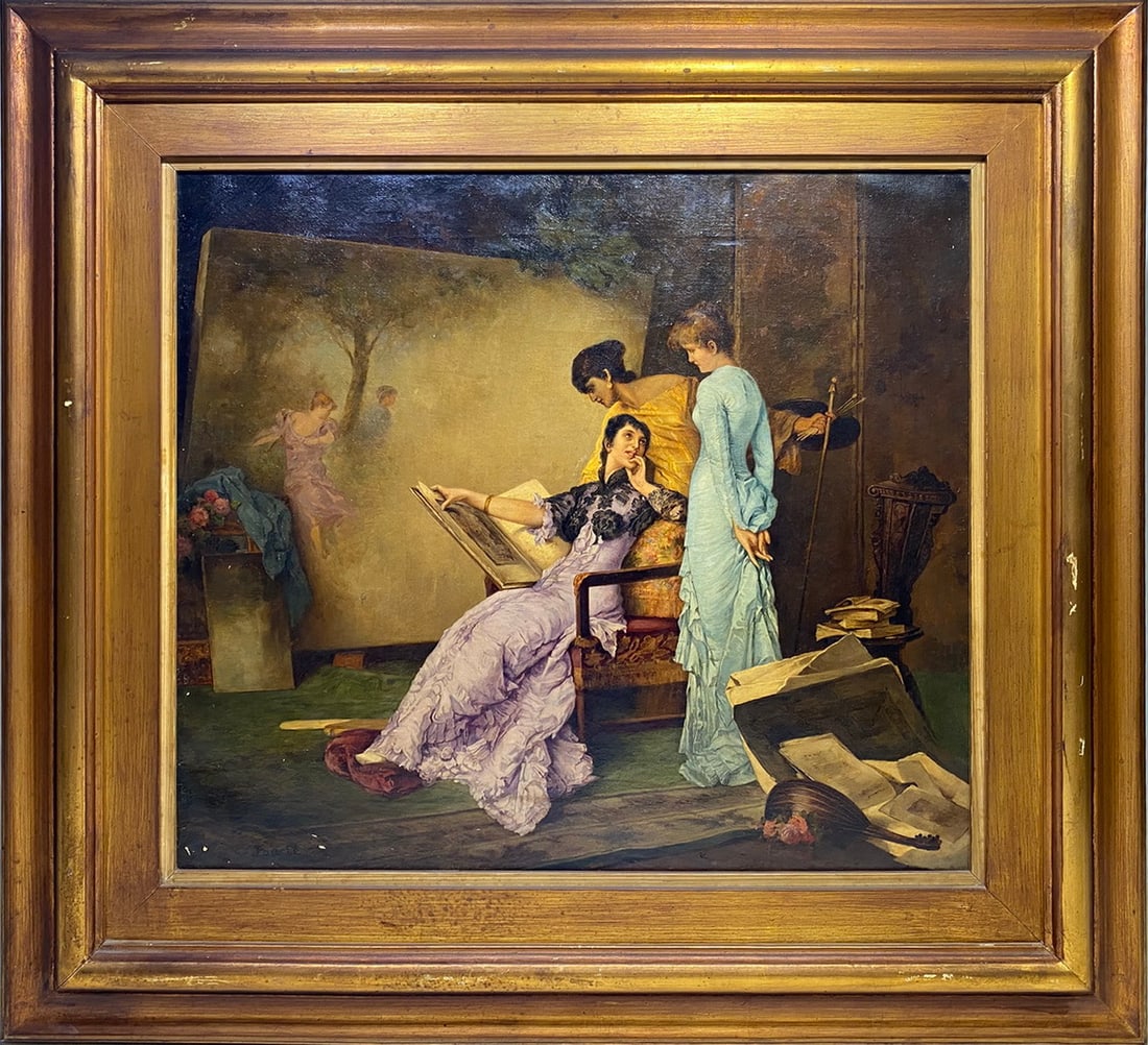 19th C. Oil on Canvas signed E. FOURIE (1 of 11)
